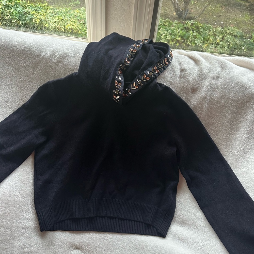 Zara Black Hoodie with Embellished Hood